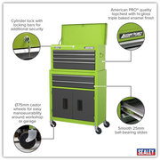 Sealey American PRO Tool Chest & Rollcab 6 Drawer Combination Green/Grey
