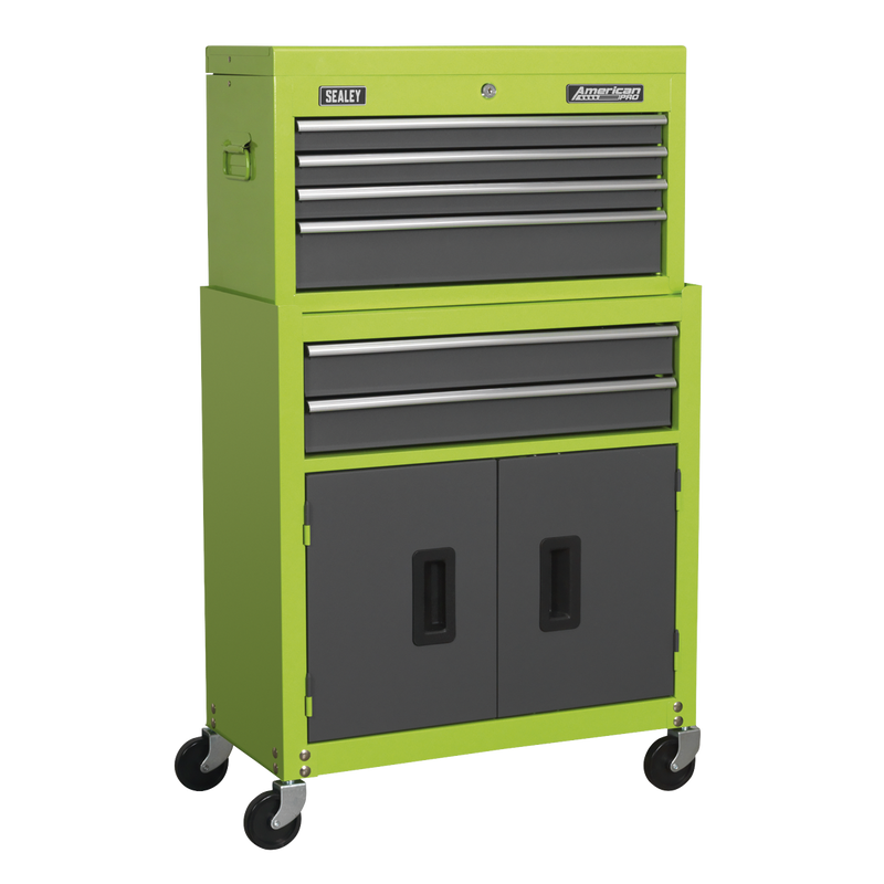 Sealey American PRO Tool Chest & Rollcab 6 Drawer Combination Green/Grey