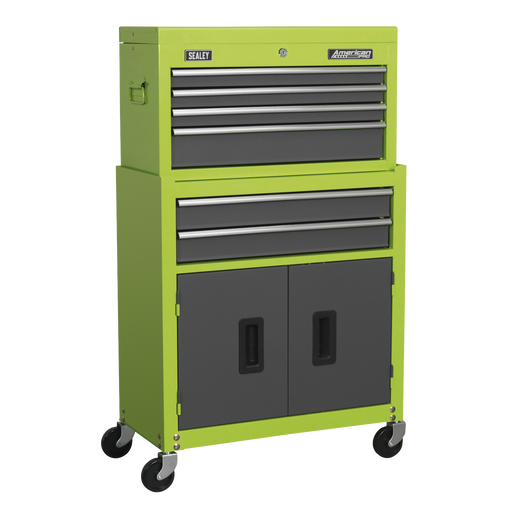 Sealey American PRO Tool Chest & Rollcab 6 Drawer Combination Green/Grey
