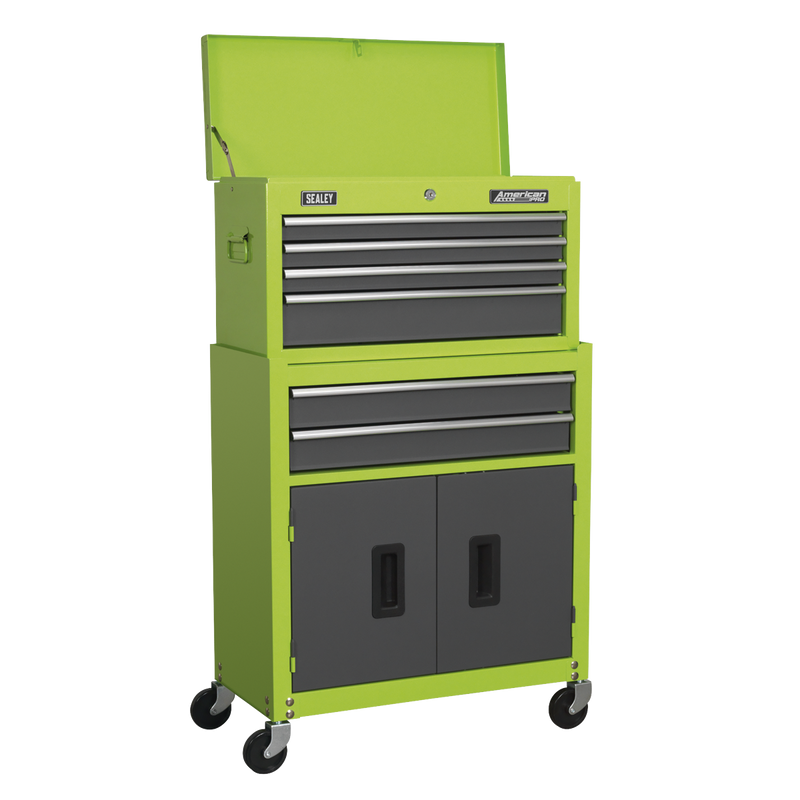 Sealey American PRO Tool Chest & Rollcab 6 Drawer Combination Green/Grey