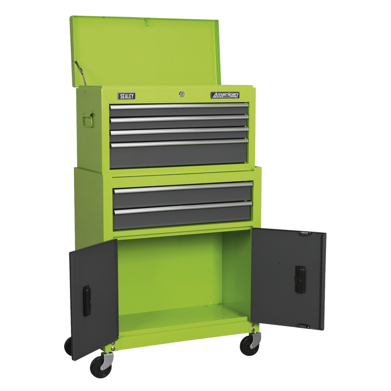Sealey American PRO Tool Chest & Rollcab 6 Drawer Combination Green/Grey