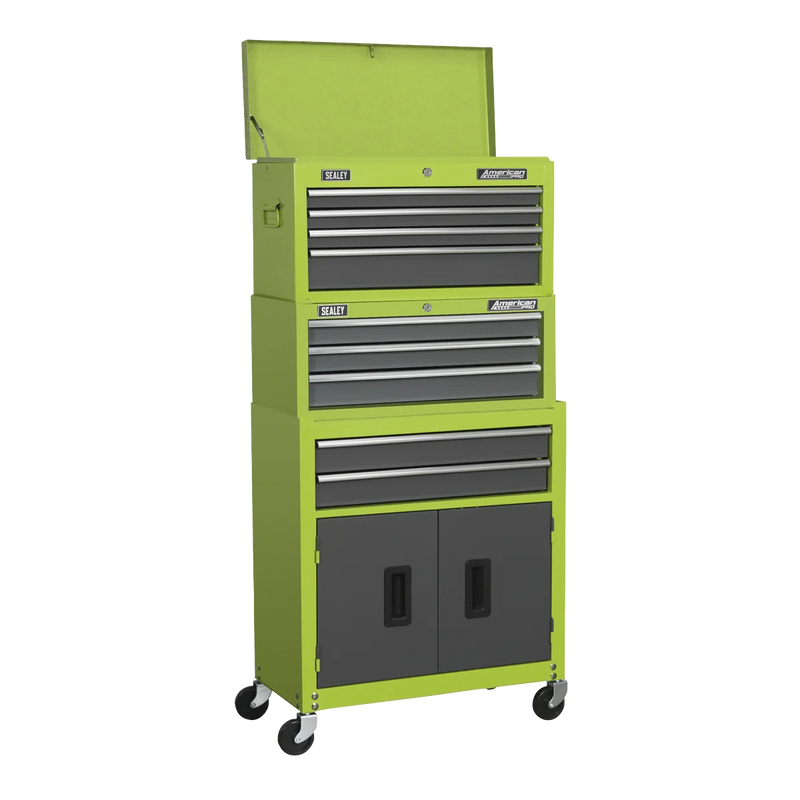 Sealey American PRO Tool Chest 9 Drawer Stack Green AP2200BBHVSTACK
