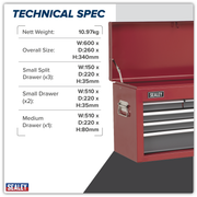 Sealey American PRO Tool Chest 6 Drawer AP2201BB 600x260x340mm