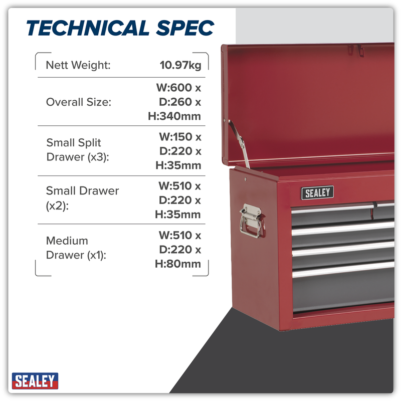 Sealey American PRO Tool Chest 6 Drawer AP2201BB 600x260x340mm