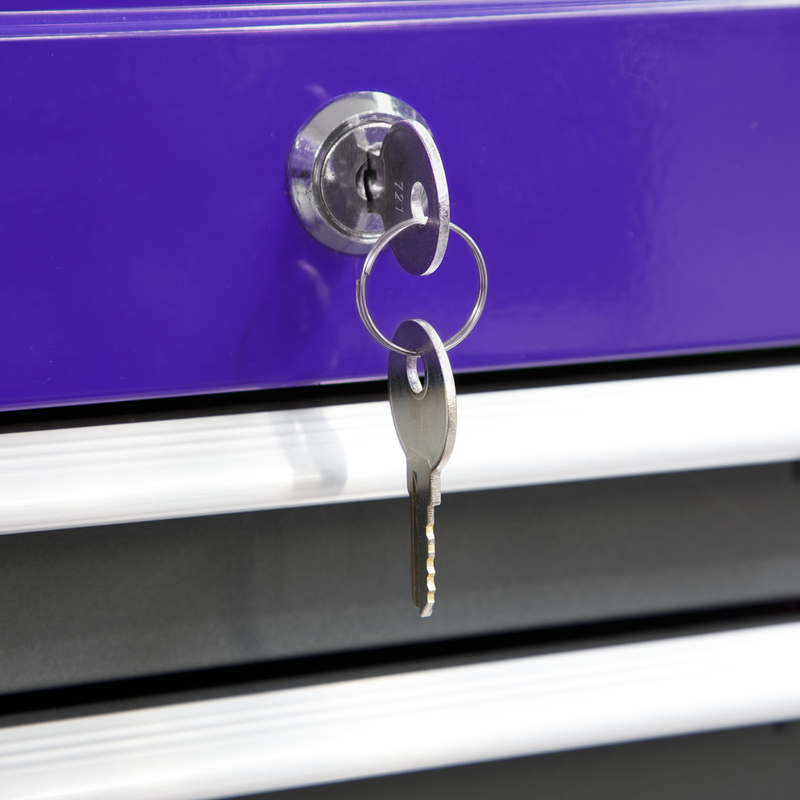 Sealey American PRO Tool Chest 3 Drawer Mid-Box 605x260x250mm Purple/Grey