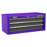 Sealey American PRO Tool Chest 3 Drawer Mid-Box 605x260x250mm Purple/Grey