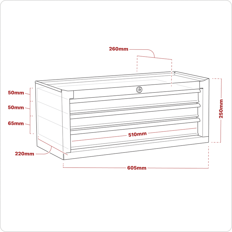 Sealey American PRO Tool Chest 3 Drawer Mid-Box 605x260x250mm Purple/Grey