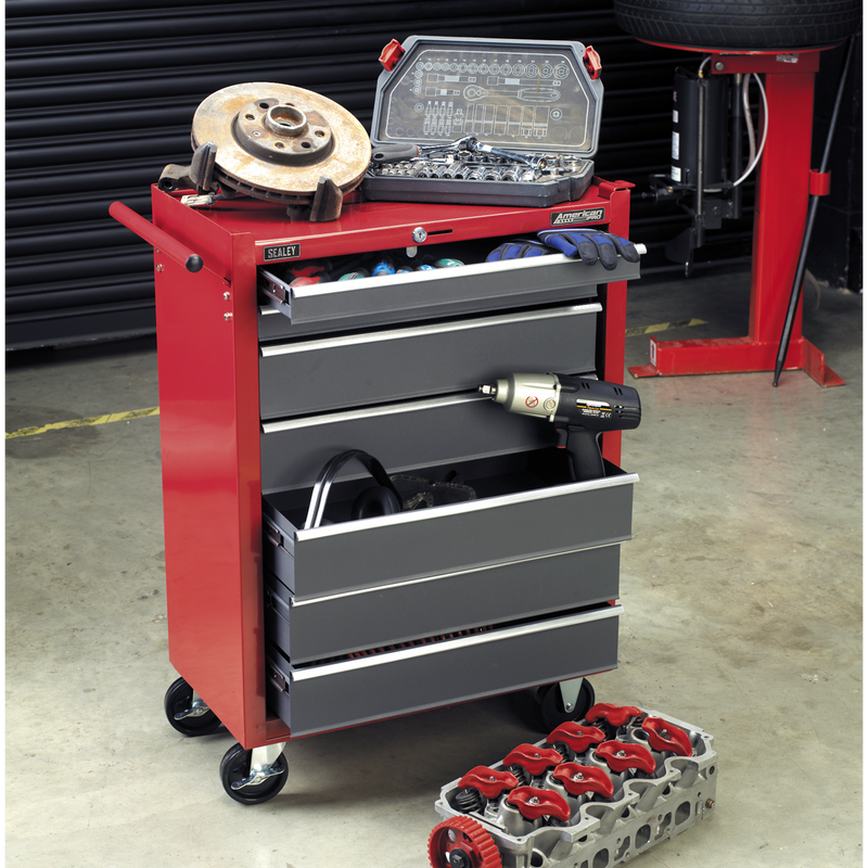 Sealey American PRO Rollcab 7 Drawer Tool Chest Red/Grey 680x330x875mm