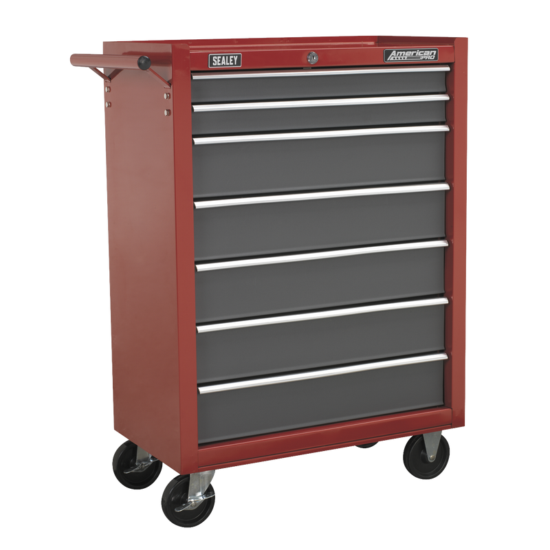 Sealey American PRO Rollcab 7 Drawer Tool Chest Red/Grey 680x330x875mm