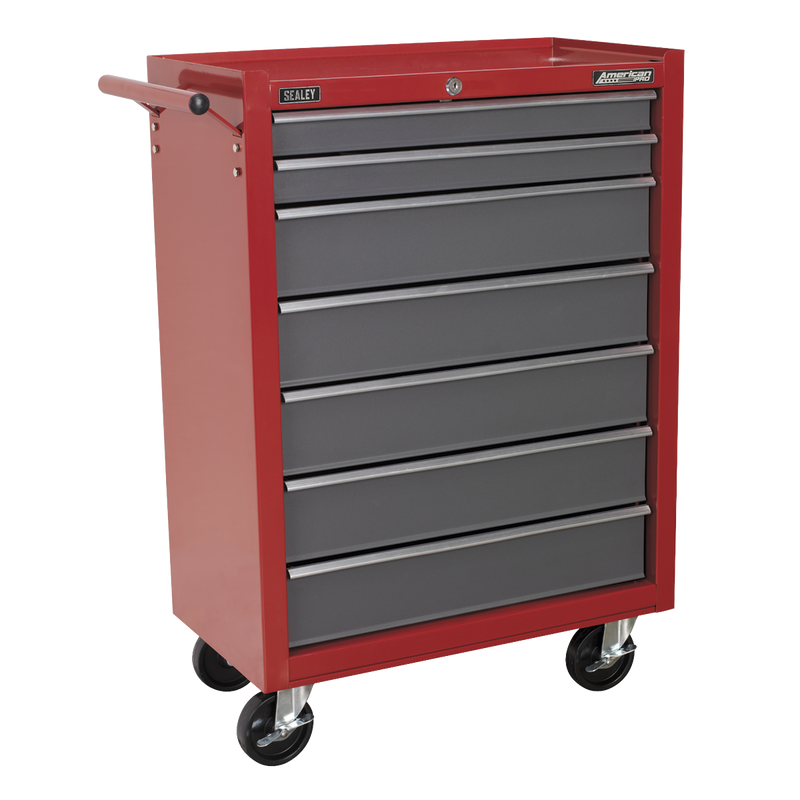 Sealey American PRO Rollcab 7 Drawer Tool Chest Red/Grey 680x330x875mm