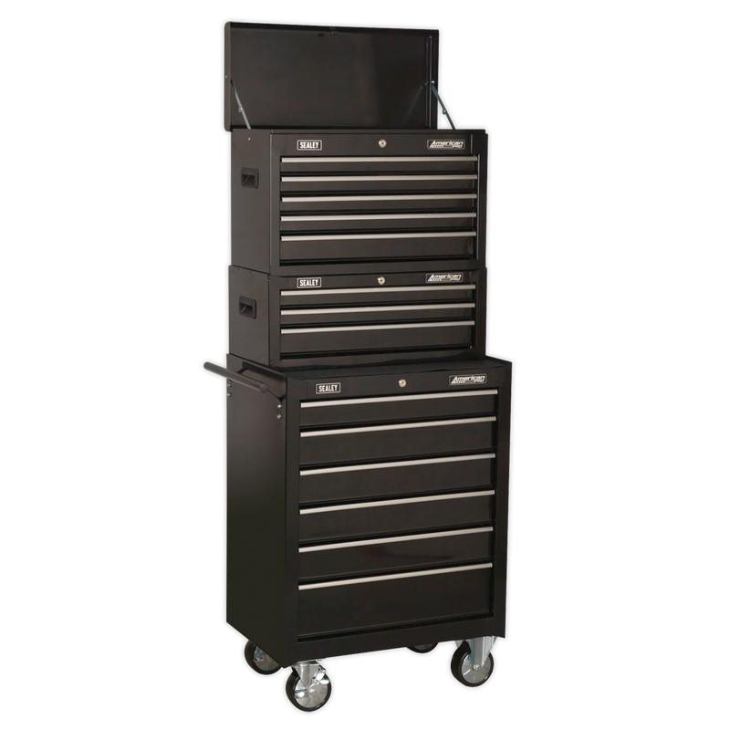 Sealey American PRO Tool Chest AP22BSTACK 14 Drawer Black 680x460x1635mm
