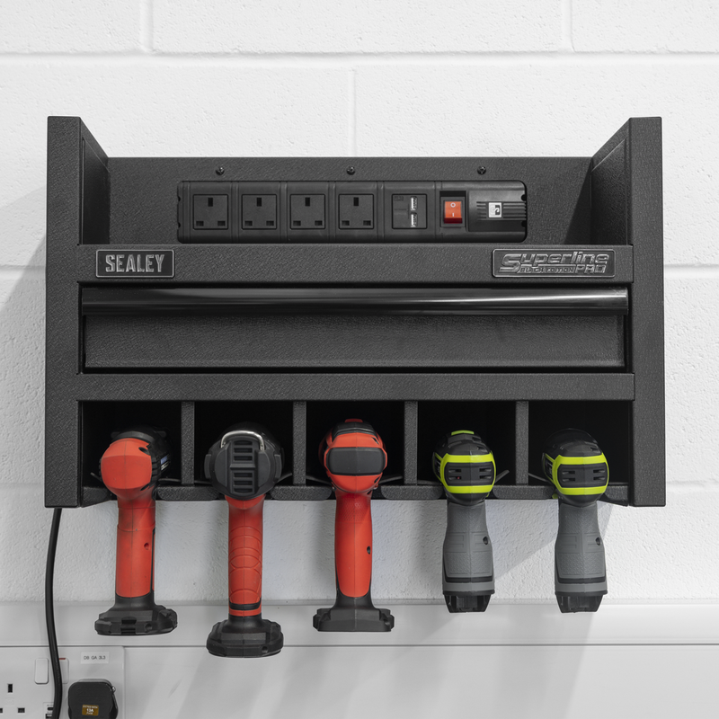 Sealey Superline PRO Power Tool Storage Rack with Drawer AP22SRBE