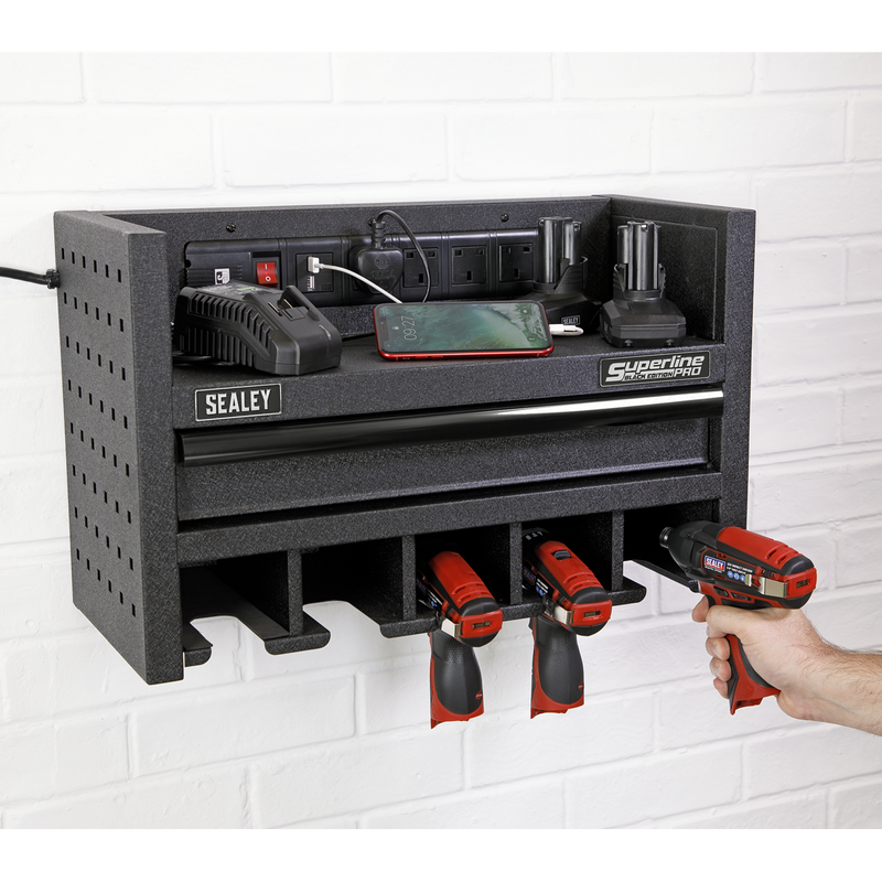 Sealey Superline PRO Power Tool Storage Rack with Drawer AP22SRBE