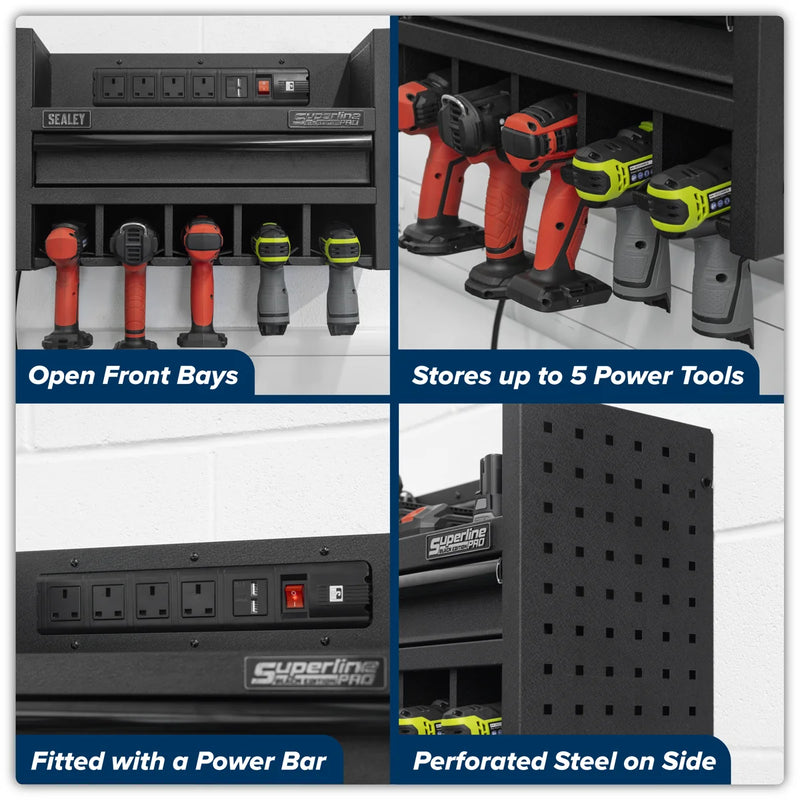 Sealey Superline PRO Power Tool Storage Rack with Drawer AP22SRBE