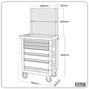 Sealey Premier Rollcab 6 Drawer Tool Chest AP2406 765x465x960mm