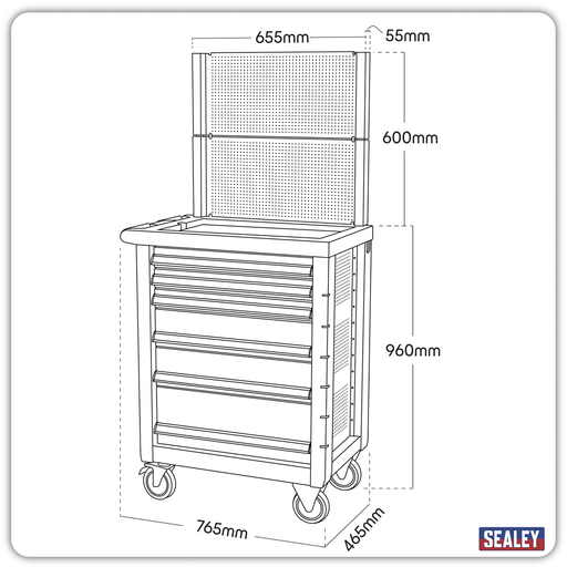 Sealey Premier Rollcab 6 Drawer Tool Chest AP2406 765x465x960mm