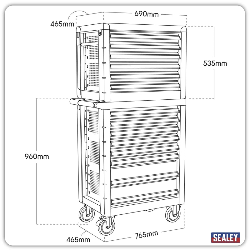Sealey Premier Rollcab 8 Drawer Tool Chest AP2408 765x465x960mm
