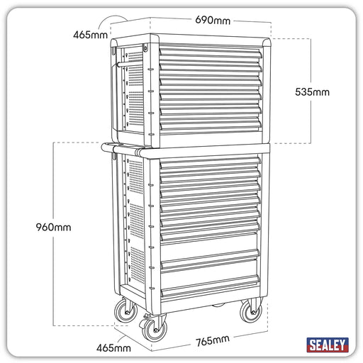 Sealey Premier Rollcab 8 Drawer Tool Chest AP2408 765x465x960mm