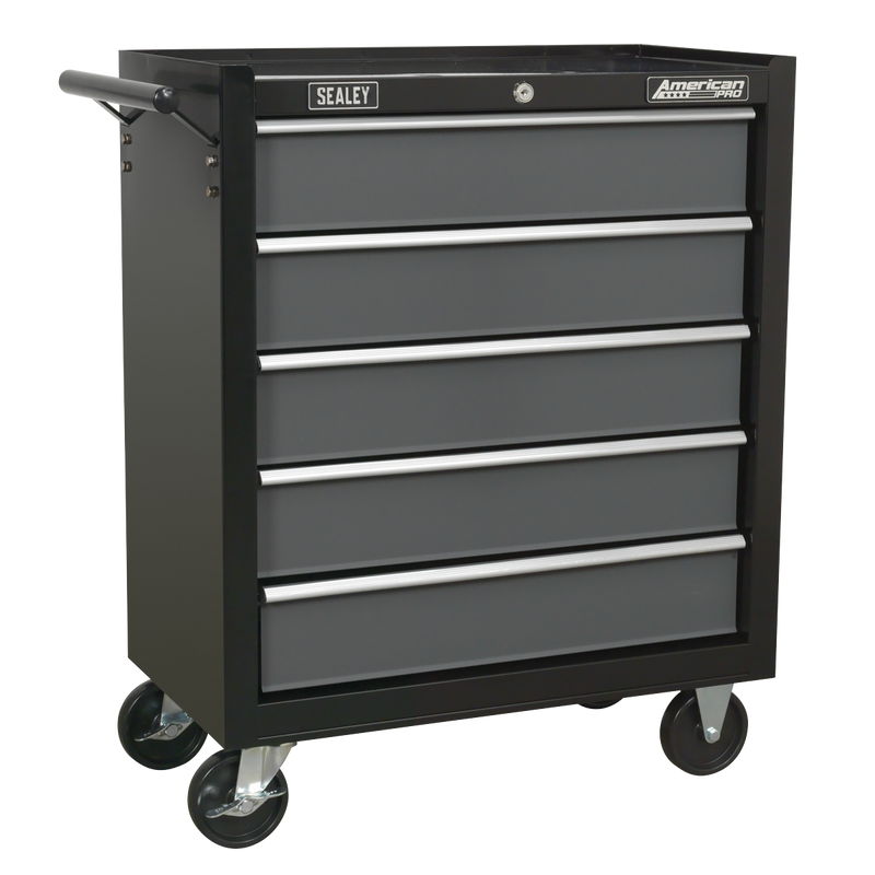 Sealey American PRO Rollcab 5 Drawer Tool Chest - Black/Grey 680x330x765mm