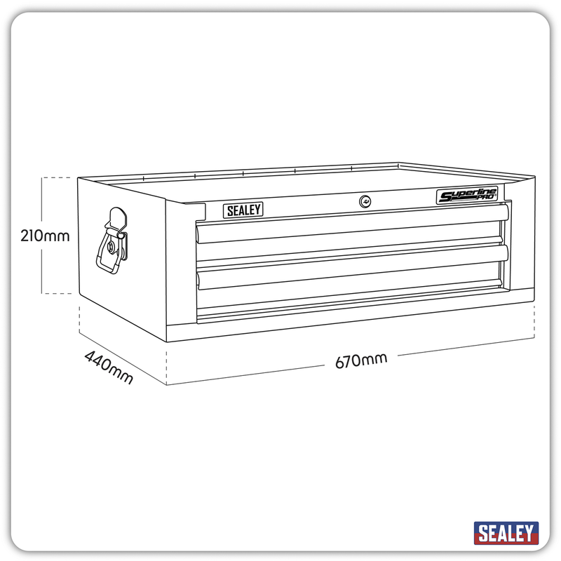Sealey Mid-Box Tool Chest 2 Drawer - Khaki, 670x440x210mm