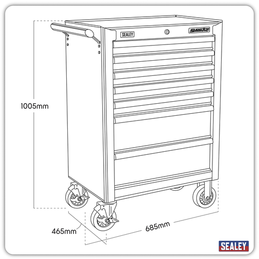 Sealey Heavy-Duty Rollcab 7 Drawer Tool Chest - Khaki