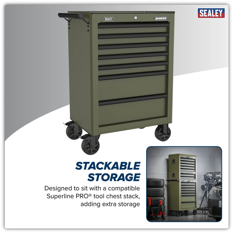Sealey Heavy-Duty Rollcab 7 Drawer Tool Chest - Khaki