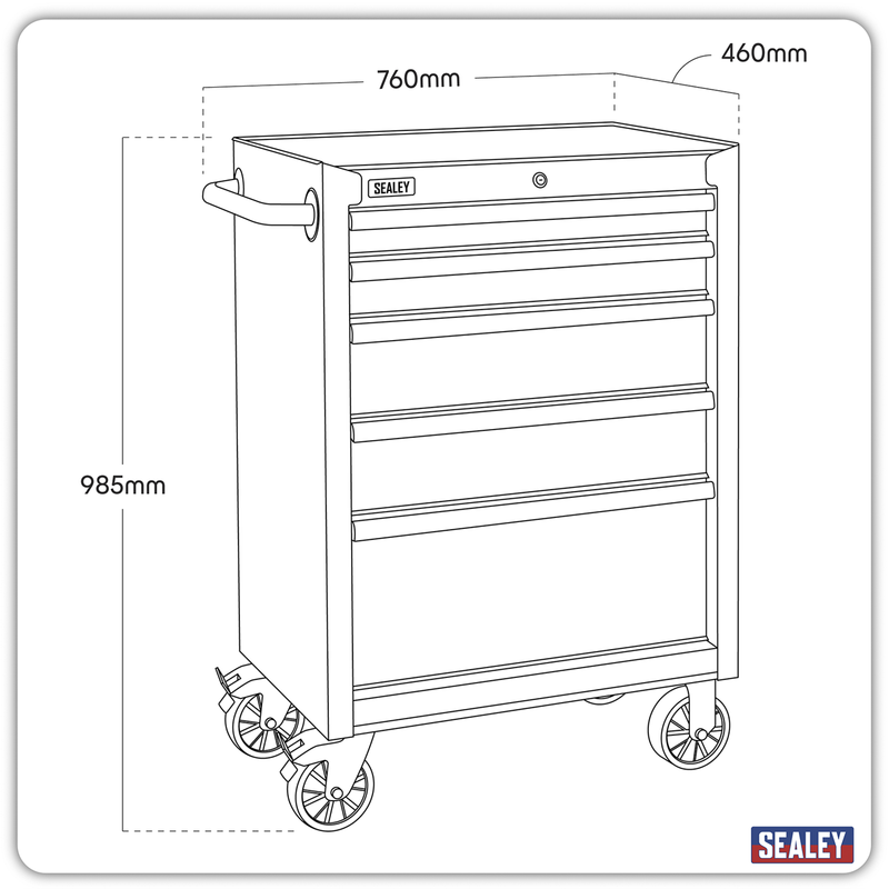 Sealey Superline PRO Rollcab Tool Chest 5 Soft Close Drawers 680mm