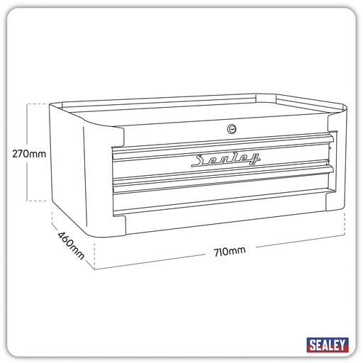 Sealey Premier Tool Chest 2 Drawer Retro Style Black 710x460x270mm