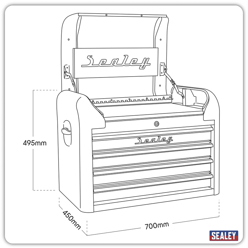 Sealey Premier Tool Chest 4 Drawer - Retro Black, 700mm Size