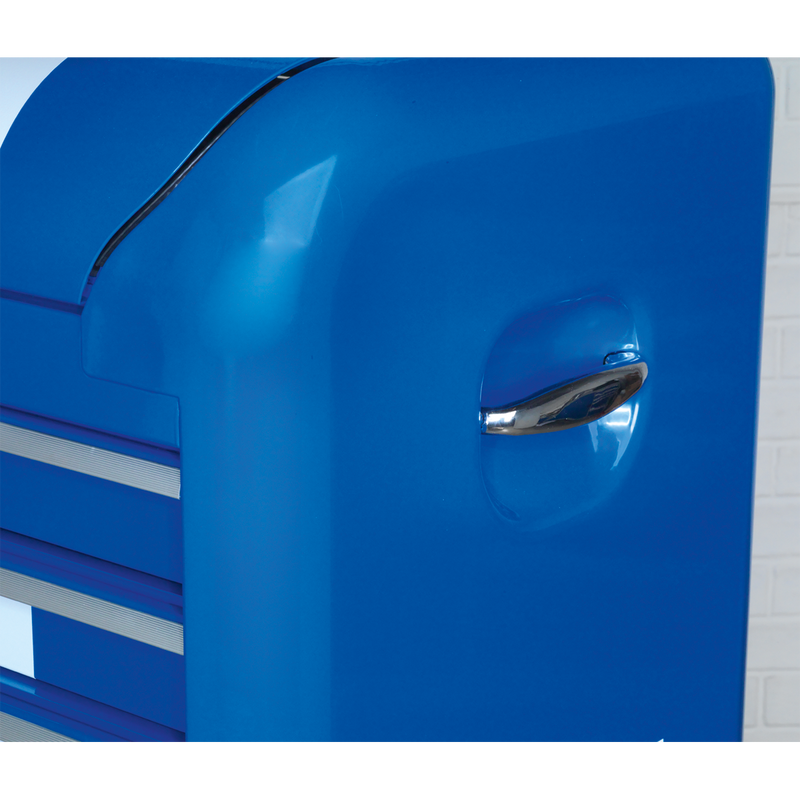Sealey Premier 4 Drawer Tool Chest - Retro Blue with White Stripes