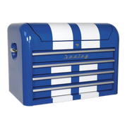 Sealey Premier 4 Drawer Tool Chest - Retro Blue with White Stripes