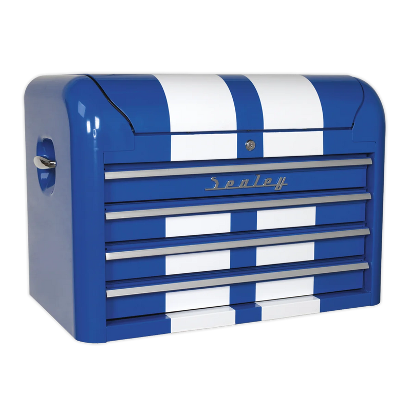 Sealey Premier 4 Drawer Tool Chest - Retro Blue with White Stripes