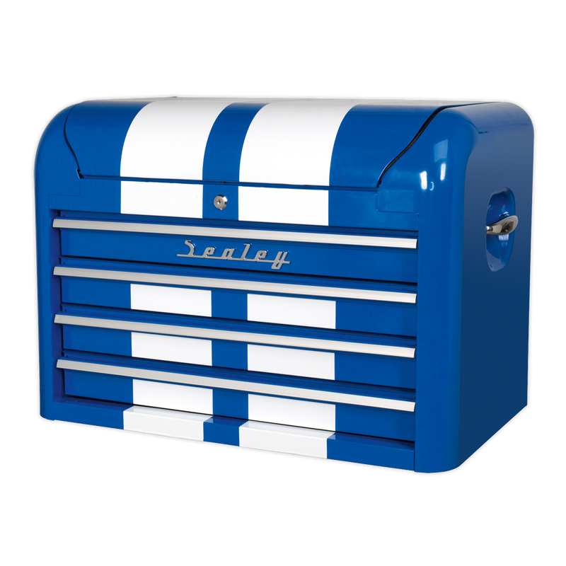 Sealey Premier 4 Drawer Tool Chest - Retro Blue with White Stripes
