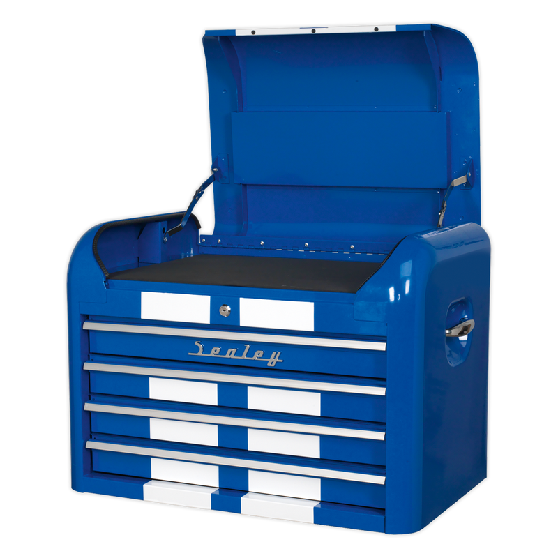 Sealey Premier 4 Drawer Tool Chest - Retro Blue with White Stripes