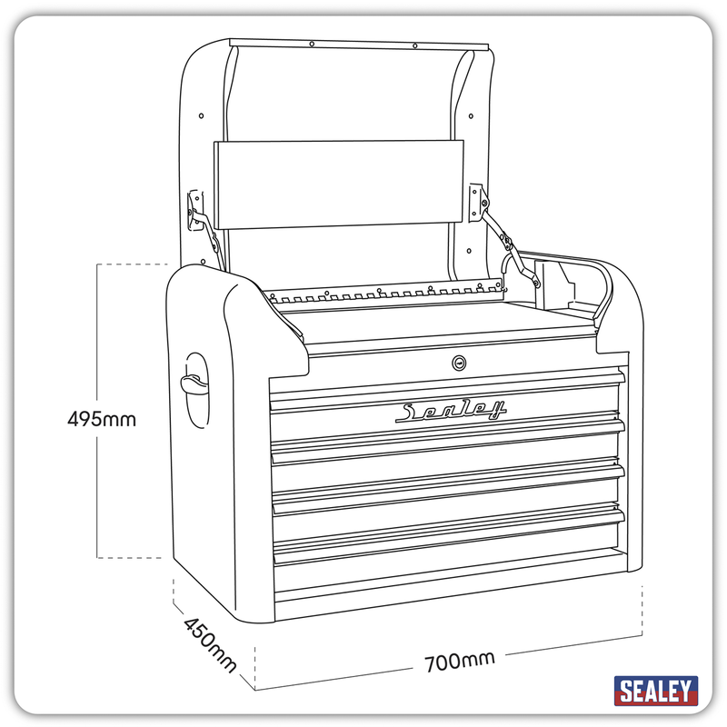 Sealey Premier 4 Drawer Retro Topchest Tool Chest 700mm Size