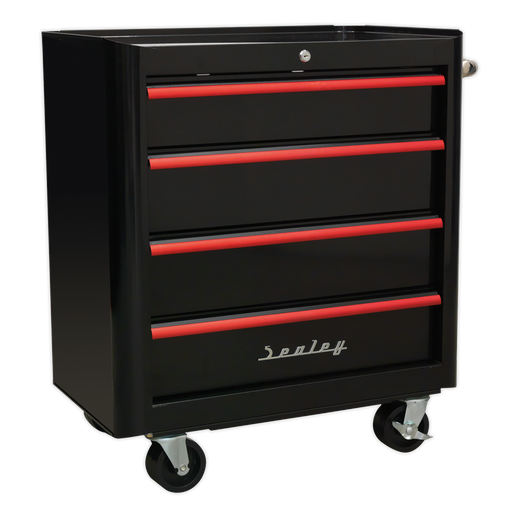 Sealey Premier Retro Style Rollcab 4 Drawer Tool Chest - Black/Red