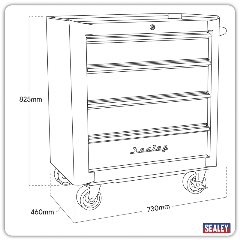 Sealey Premier Retro Style Rollcab 4 Drawer Tool Chest - Black/Red