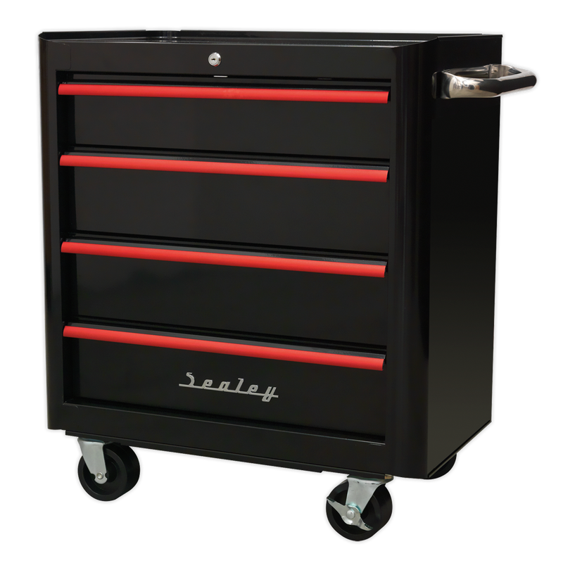 Sealey Premier Retro Style Rollcab 4 Drawer Tool Chest - Black/Red