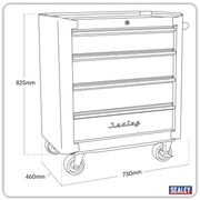 Sealey Premier Retro Style Rollcab 4 Drawer Tool Chest 796x460x825mm