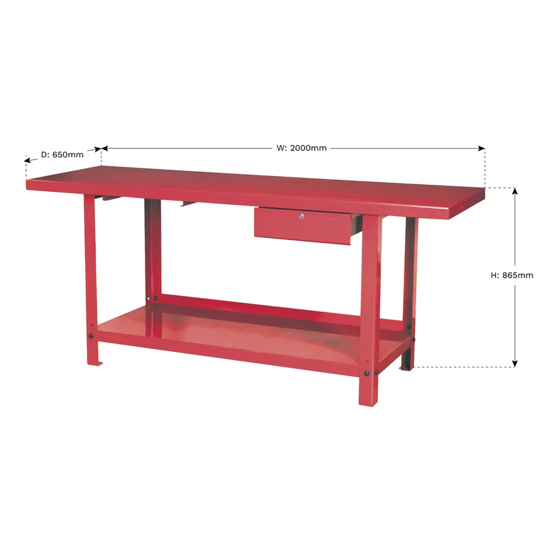 Sealey Steel Workbench AP3020 2m with Drawer & 900kg Capacity