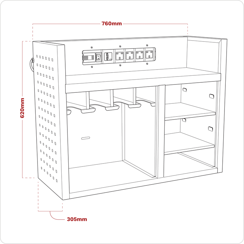 Sealey Superline PRO Power Tool Storage Rack AP30SRBE 760x305x620mm