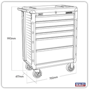 Sealey Superline PRO Rollcab 6 Drawer Tool Chest 702x477x993mm
