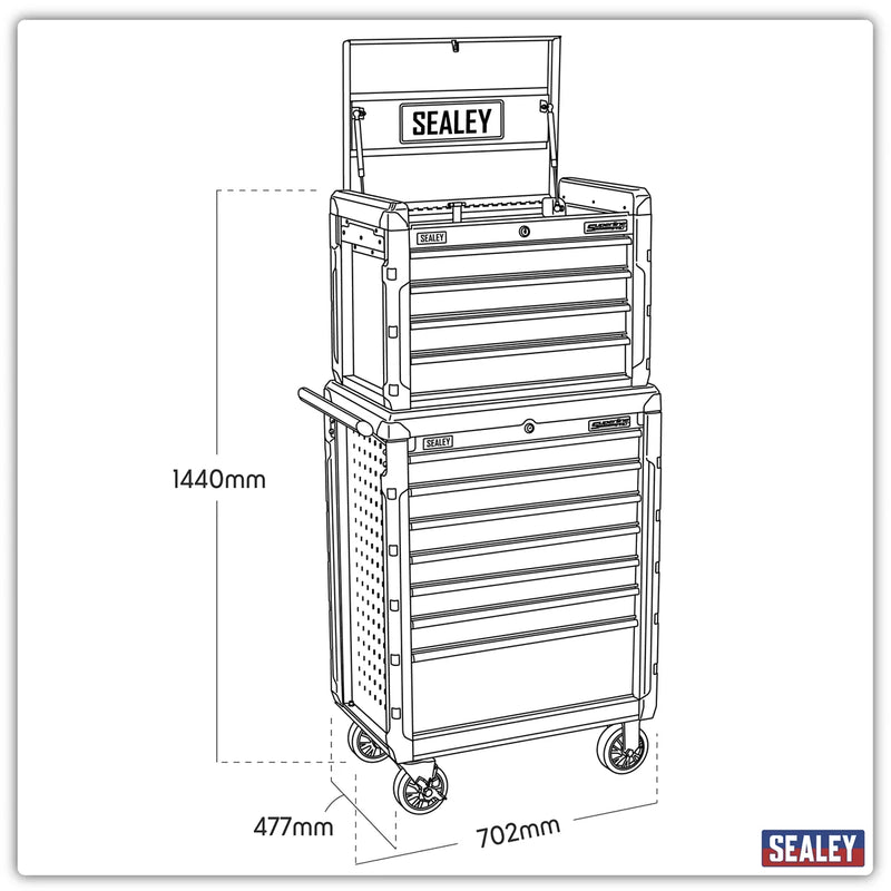 Sealey Superline PRO Tool Chest & Rollcab 11 Drawer AP3411STACK 702x477x1440mm