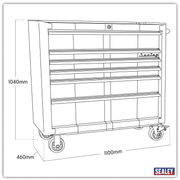 Sealey Premier Wide Rollcab Tool Chest 6 Drawers - Blue/White Stripes