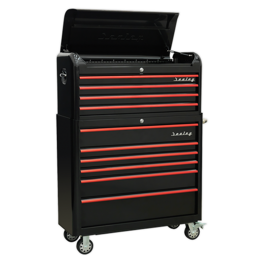 Sealey Premier Retro Style Wide Topchest & Rollcab 10 Drawer - Black