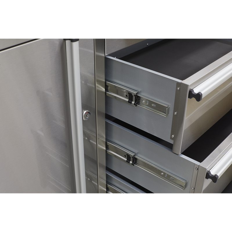 Sealey Premier Mobile Tool Cabinet 4 Drawer Stainless Steel 1290mm
