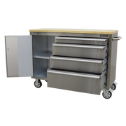 Sealey Premier Mobile Tool Cabinet 4 Drawer Stainless Steel 1290mm