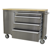 Sealey Premier Mobile Tool Cabinet 4 Drawer Stainless Steel 1290mm