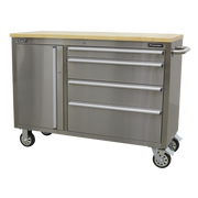 Sealey Premier Mobile Tool Cabinet 4 Drawer Stainless Steel 1290mm