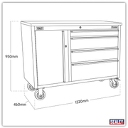 Sealey Premier Mobile Tool Cabinet 4 Drawer Stainless Steel 1290mm